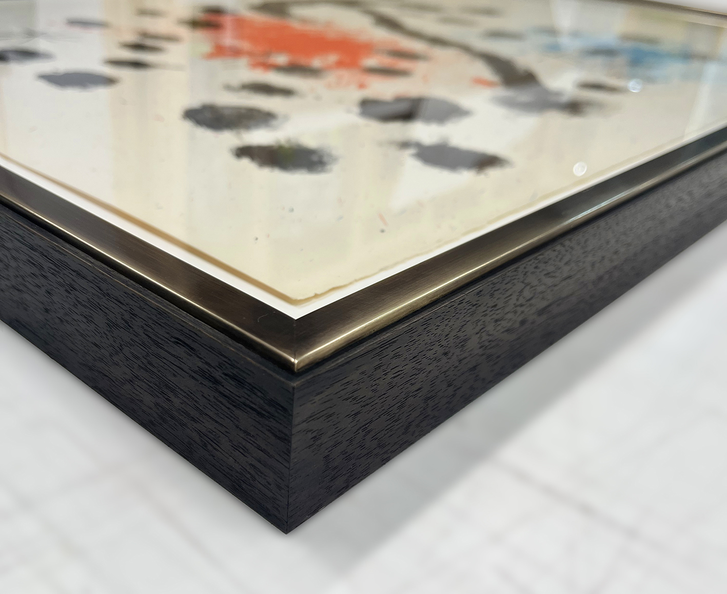 Brass & walnut box-frame